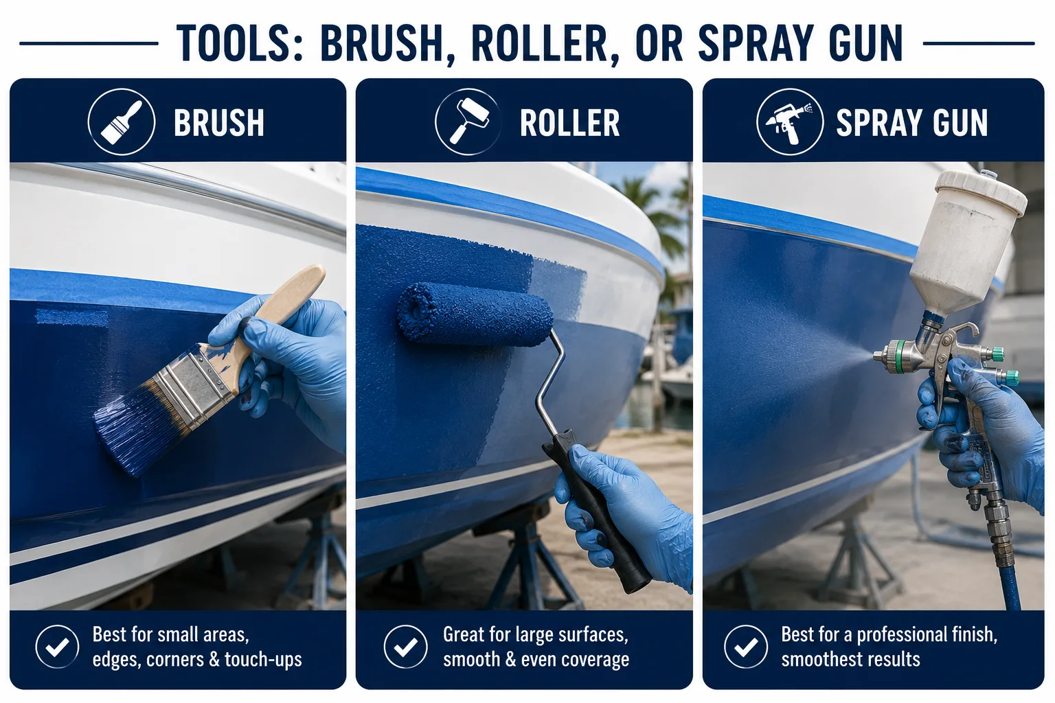 How To Paint A Fiberglass Boat - Brush vs. Roller vs. Spray